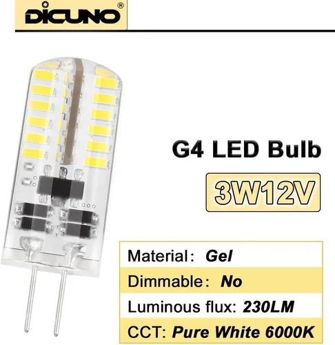 Vista 4 de DiCUNO G4 base de bombilla de LED de corriente alterna/corriente directa de 12 voltios, equivalente a 20 watts ~ 25 watts. T3 Repuesto para bombilla