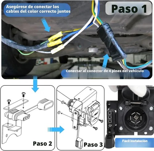 Vista 4 de MECMO Multi-Tow kit de conector adaptador de cableado de remolque de 4 vías planas a 7 vías RV y 4 vías planas de extremo hembra, enchufe de luz