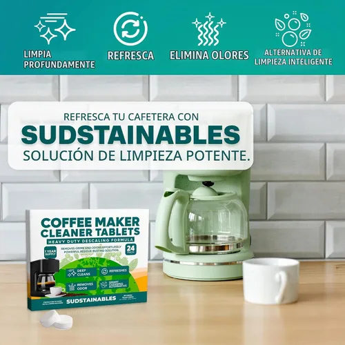 Vista 8 de Sudstainables Tabletas limpiadoras para cafetera, descalcificadora, 24