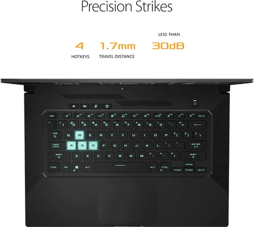 Vista 9 de ASUS TUF Dash 15 (2021) Ultra Slim Gaming Laptop, 15.6 pulgadas 144Hz FHD, GeForce RTX 3050 Ti, Intel Core i7-11370H, Memoria RAM DDR4 8GB, SSD NVMe