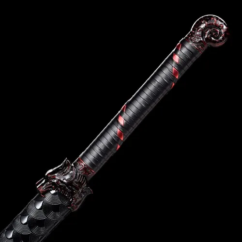 Vista 8 de BJDJ Katana Sword Samurai - Katanas de metal real Quantang Samurai pulido a mano, mango de cabeza de tigre afilado y dominante que puede cortar