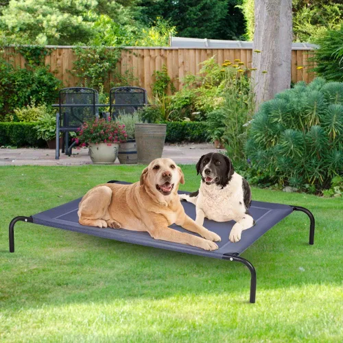 Vista 7 de Cama elevada original grande para perros de 52 x 36 x 8 pulgadas, cuna elevada para mascotas con tela de malla de textileno duradera, alfombrilla