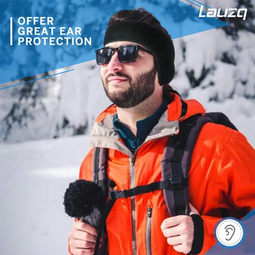 Vista 5 de Lauzq Invierno de forro polar calentadores de orejas para hombres, mujeres, niños, esquí, correr, ciclismo