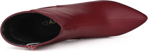 Vista 5 de Allegra K Botines de tacón grueso con punta puntiaguda para mujer