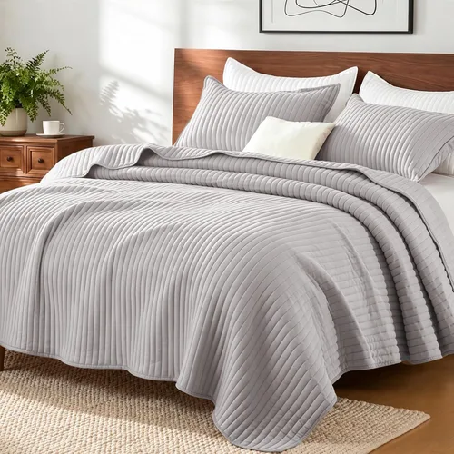 Vista 8 de Exclusivo Mezcla Juego de ropa de cama de edredón acolchado a rayas beige