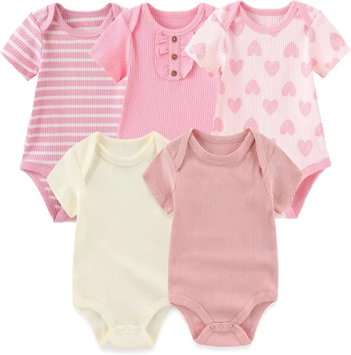 Vista 61 de Body de manga corta para bebé recién nacido, ropa de algodón de una pieza, 5 unidades, 0-12 meses