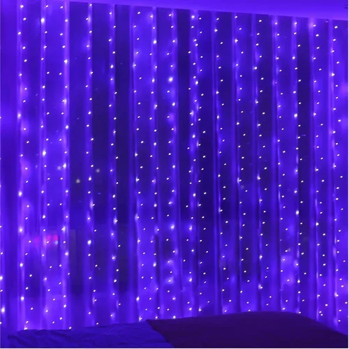 Vista 13 de ZSJWL - Guirnalda de 300 luces LED de hadas para cortina con mando a distancia, 8 modos, 2.9 × 2.9 mt, luz de cadena para cortina con enchufe USB