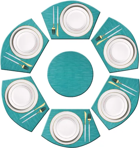 Vista 36 de PIGCHCY Juego de 4 manteles individuales en forma de cuña para mesa de comedor, tejido cruzado, lavables, resistentes al calor, manteles Bambúes
