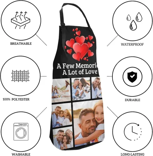 Vista 5 de EAQ Delantales personalizados para mujeres y hombres, delantales personalizados con foto personalizada para cocinar, servir, cafetería