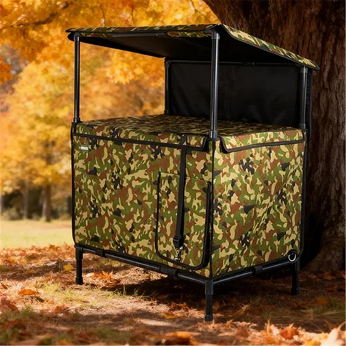 Vista 7 de Casa para gatos al aire libre, resistente a la intemperie, con dosel, refugio exterior para gatos, cubierta de techo y soporte elevado, casa