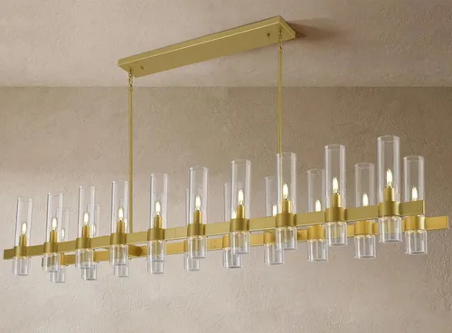 Vista 21 de Candelabro de 12 Luces de Latón Redondo 36" Candelabros de Rueda de Vagón de 91 cm para Fijo de Iluminación de Comedor Tubo de Vidrio Transparente