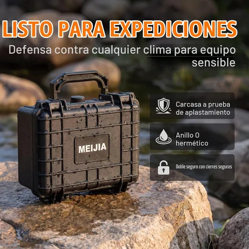 Vista 5 de MEIJIA Funda protectora impermeable IP67 portátil para todo tipo de clima, funda rígida, funda para cámara con espuma personalizable, para uso