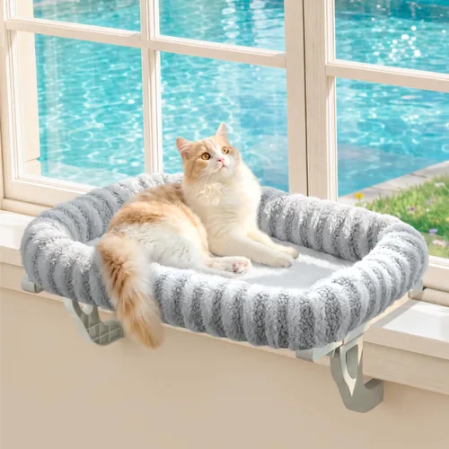 Vista 9 de Zakkart Mellow - Hamaca completa para gatos para alféizar de ventana Beige