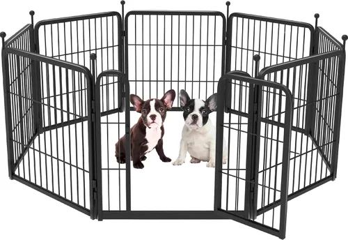 Vista 2 de FXW Rollick Dog Playpen 24" H 8 paneles y tubo silenciador negro