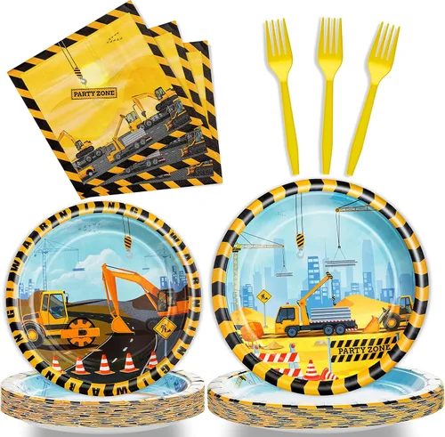 Vista 17 de 96 piezas de platos, servilletas y tenedores para fiesta de cumpleaños azul, verde, plateado, juego de vajilla desechable de papel con temática
