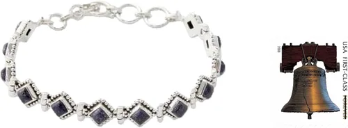 Vista 3 de NOVICA teñido Lapislázuli y Plata de ley 925. Para tenis pulsera, 7.75," "Deep Blue Diamonds