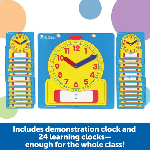 Vista 4 de Learning Resources Write & Wipe Clocks - Juego de 25 piezas, a partir de 6 años, laminado de borrado en seco, ayuda didáctica, suministros