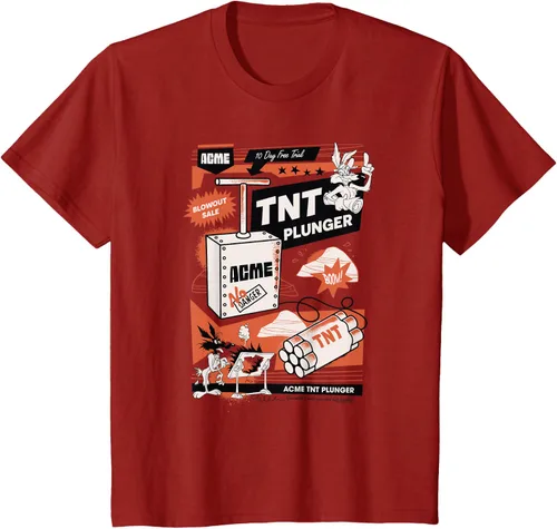 Vista 45 de Looney Tunes Wile E. Coyote - Camiseta de émbolo TNT, Blanco, S
