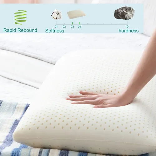 Vista 6 de JOTOM Almohada Talalay 100% natural de látex para dormir, almohada Queen de lujo para dormir de lado, espalda y estómago, funda de algodón
