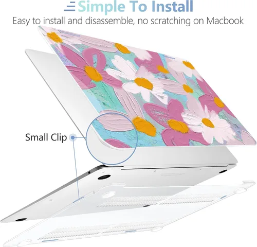 Vista 4 de MEEgoodo Funda para MacBook Air de 13 pulgadas 2021 2020 2019 2018 lanzada A2337 M1 A2179 A1932 con Touch ID, carcasa rígida de plástico y cubierta
