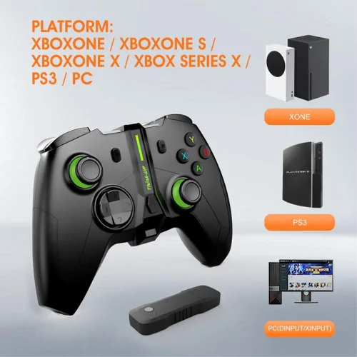 Vista 3 de Hycarus 2.4 GHZ Wireless Gamepad Controller Compatible with Xbox OneOne S One X PS3 PC (Green)