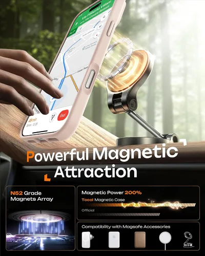 Vista 134 de TOCOL Funda para iPhone 11, compatible con Magsafe, protección completa de cámara, imanes integrados, protección contra caídas, funda translúcida