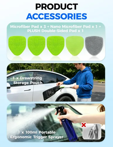 Vista 5 de XINDELL Herramienta de Limpiador de Parabrisas – Kit de Limpieza de Ventanas Interiores de Coche con Mango Extensible y 4 Almohadillas