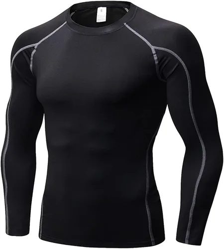 Vista 34 de SPVISE Compression Shirt Men Long Sleeve Workout Gym Shirts Baselayer Top Negro