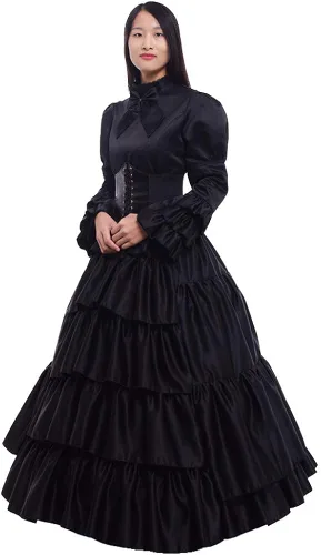 Vista 5 de GRACEART - Disfraz estilo victoriano , rococó, para mujer (vestido y miriñaque)