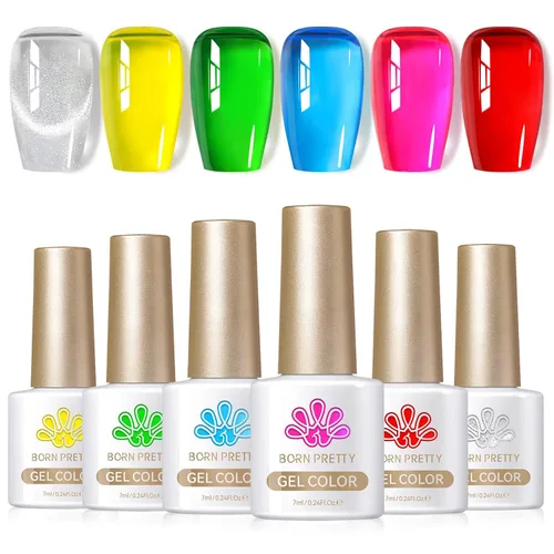 Vista 34 de Born Pretty Esmalte de uñas de gel de color ámbar cristal marrón naranja burdeos rojo negro para otoño e invierno, esmalte de uñas transparente