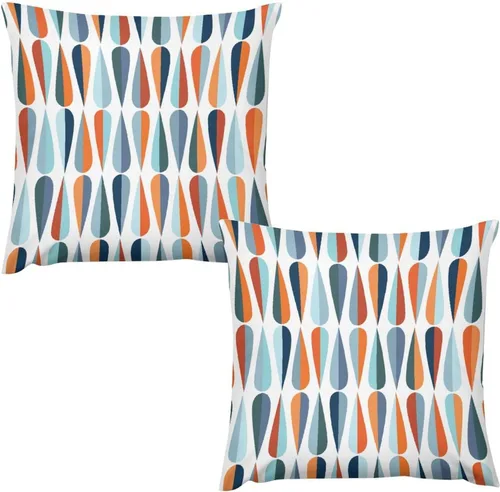 Vista 40 de Juego de 2 fundas de almohada florales retro de los años 70, Groovy Funky Hippie Flor Naranja Estética Boho Fundas de Almohada de 16 x 16 pulgadas