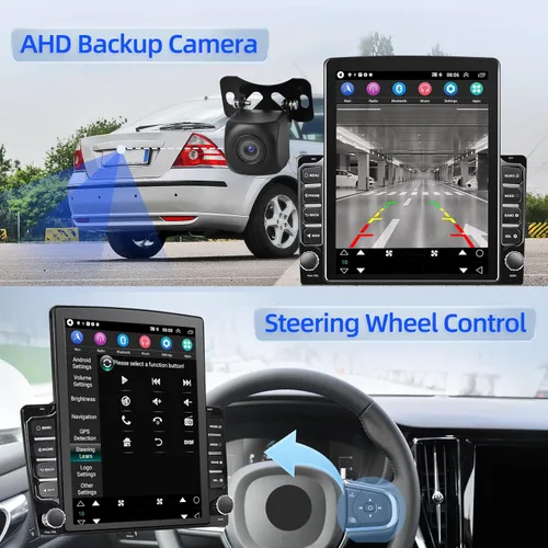 Vista 6 de [2G+64G] Android 13 Doble Din Vertical Estéreo para Coche con Carplay Inalámbrico/con Cable y Android Auto, 9.7 pulgadas Pantalla Táctil Unidad