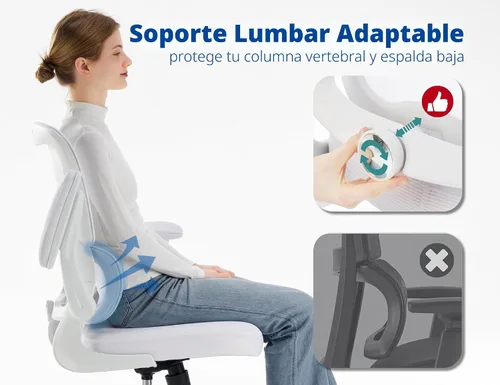 Vista 3 de TRALT Silla ergonómica de oficina, silla de escritorio con soporte lumbar ajustable, silla de computadora cómoda de malla con reposabrazos