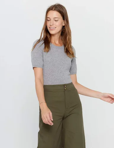 Vista 5 de State Cashmere Suéter de manga corta con cuello redondo 100% puro de cachemira clásico sin botones para mujer