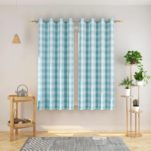 Vista 15 de Cortinas de 24 pulgadas de largo con diseño Buffalo Check Gingham Plaid para ventanas de cocina y baño, tratamiento para ventanas con 2 paneles