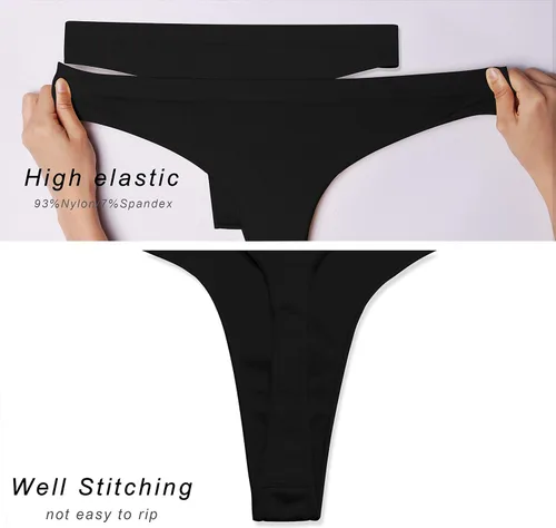 Vista 6 de BUBBLELIME XS-XXL - Tanga deportiva sin costuras para mujer, de tiro bajo, transpirable, elástica, no se ve (paquete de 6, 3 unidades y 1 unidad)