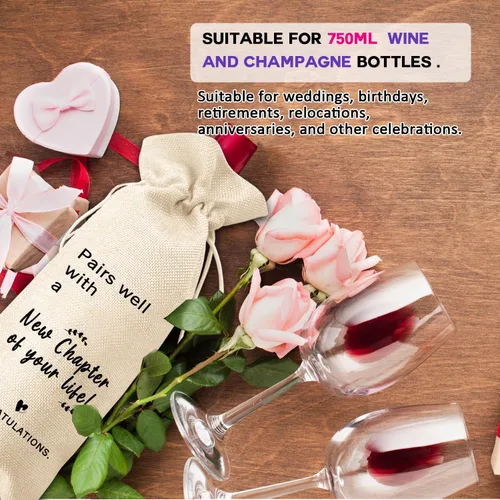Vista 3 de LANBAIHE Bolsa de vino para regalos de trabajo, regalos de despedida para amigos, compañeros de trabajo, mujeres, colegas, jefes, bolsa de vino