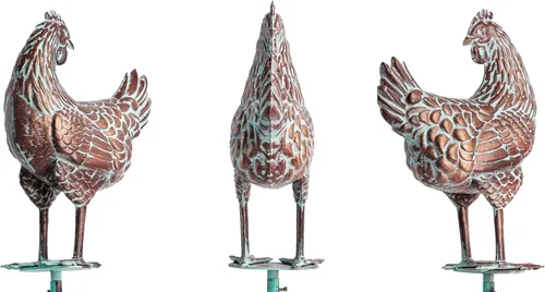 Vista 4 de Molinillo de viento grande de 79 pulgadas para exteriores, arte de metal para gallina, esculturas de viento cinético 3D y decoración de hilanderos