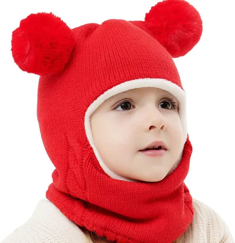 Vista 11 de Invierno Earflap Hat Invierno Con Capucha Bebé Sombrero Cálido Niño Bufanda Bufanda Flap Kid Cap Knit Girl Caps Cuidado del Bebé