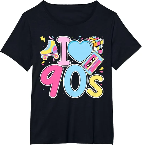 Vista 40 de I Love 90's Retro Style Nostalgia Vibe Funny 1990's Party T-Shirt Negro