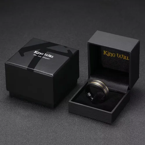 Vista 62 de King Will Anillo de boda de carburo de tungsteno para hombre con diseño de ranura, 6/7/0.315 in de ancho, acabado cepillado/pulido para hombre