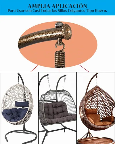 Vista 6 de Kit de hamaca para colgar – Silla de hamaca con forma de huevo, pasador de resorte, 500 libras para colgar cestas, sillas hamaca y columpios