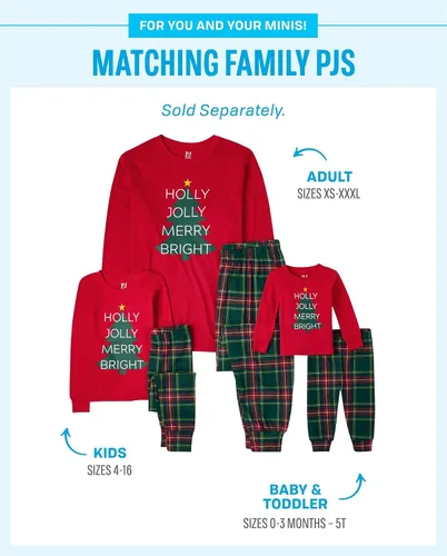 Vista 2 de The Children's Place - Conjunto de pijama de Navidad a juego para la familia, ajuste cómodo, 100% algodón, adulto, niño grande, niño pequeño, bebé, 8