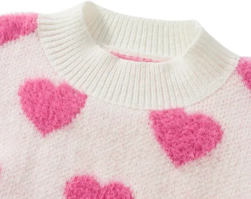 Vista 2 de Mommy and Me - Conjunto de suéteres para el día de San Valentín con cuello redondo, manga larga, diseño de corazón de amor, conjuntos familiares a