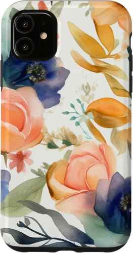 Vista 6 de iPhone 12 mini lindo pastel floral acuarela rosa azul mujeres patrón flor caso