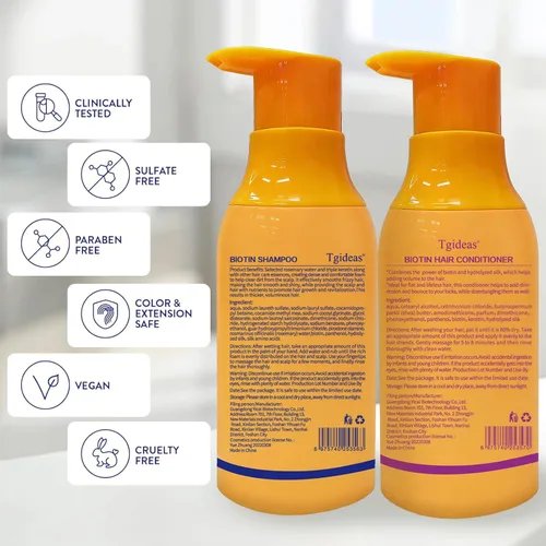 Vista 6 de Tgideas Juego de champú y acondicionador de biotina antiadelgazamiento para cabello adelgazante para mujeres y hombres, champú para fortalecer