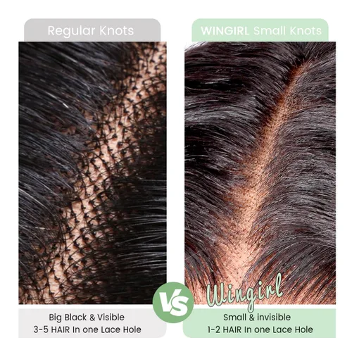 Vista 3 de Wingirl - Pelucas de cabello humano con encaje frontal HD de 13 x 4 pulgadas, prearrancadas con abuelitos 180 Density Brazilian Deep Wave Frontal