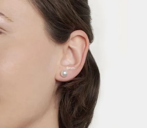 Vista 5 de Aretes de perlas de tuerca Renkovte para mujer, aretes planos de perlas con cierre de tuerca para hélice de cartílago, aretes de cartílago, joyería