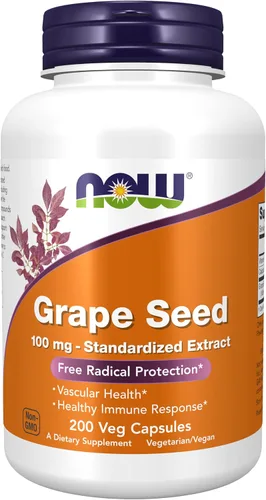 Vista 9 de NOW Suplementos, Semilla de Uva 100 mg - Extracto estandarizado, extracto altamente concentrado con un mínimo de 90% de polifenoles, con vitamina C
