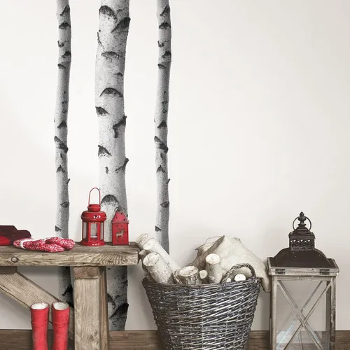 Vista 3 de WallPops DWPK2756 SSilver Birches - Kit de arte para pared, color blanco y blanco roto